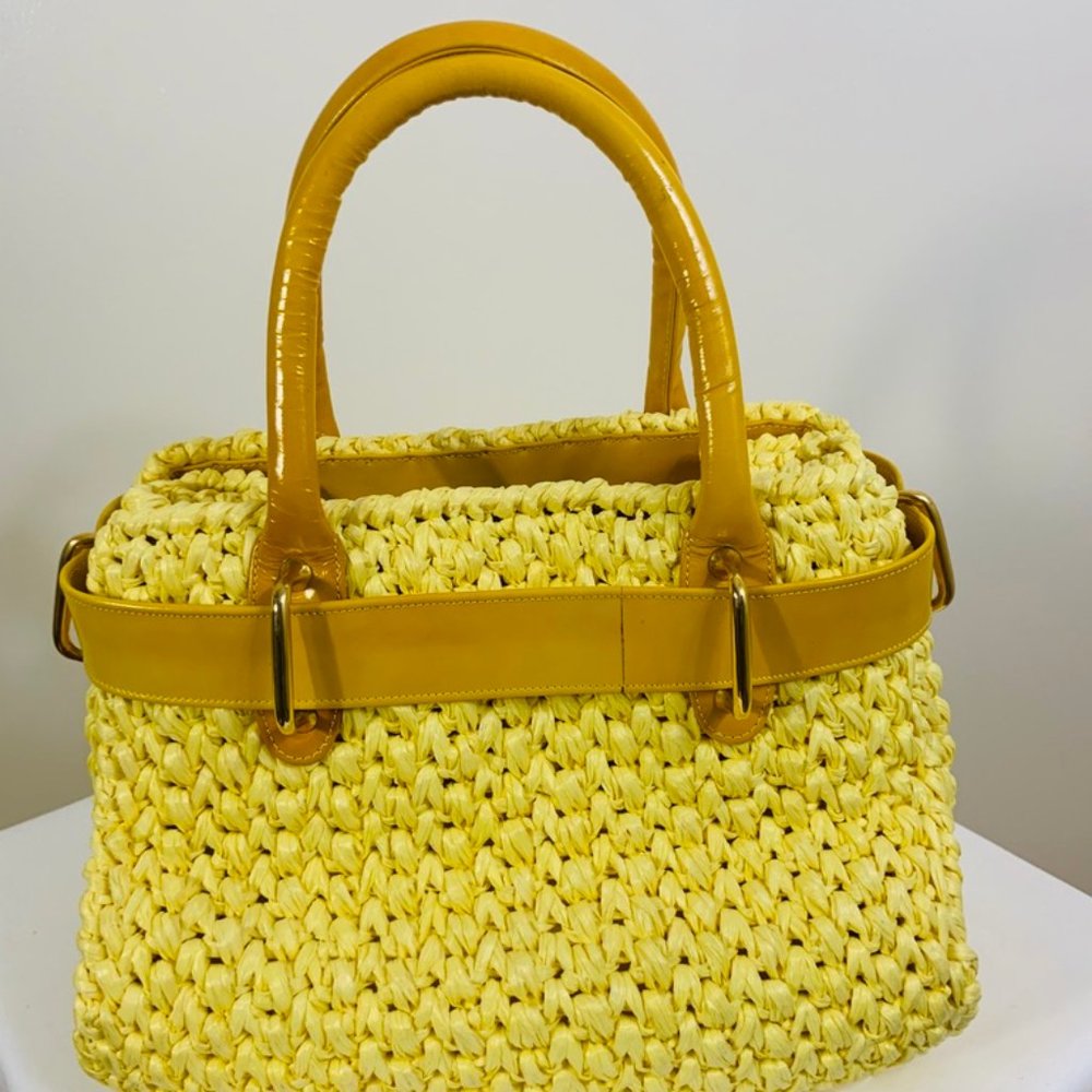 Vintage Italian Rodo Leather Raffia Purse … - Picture 4 of 11